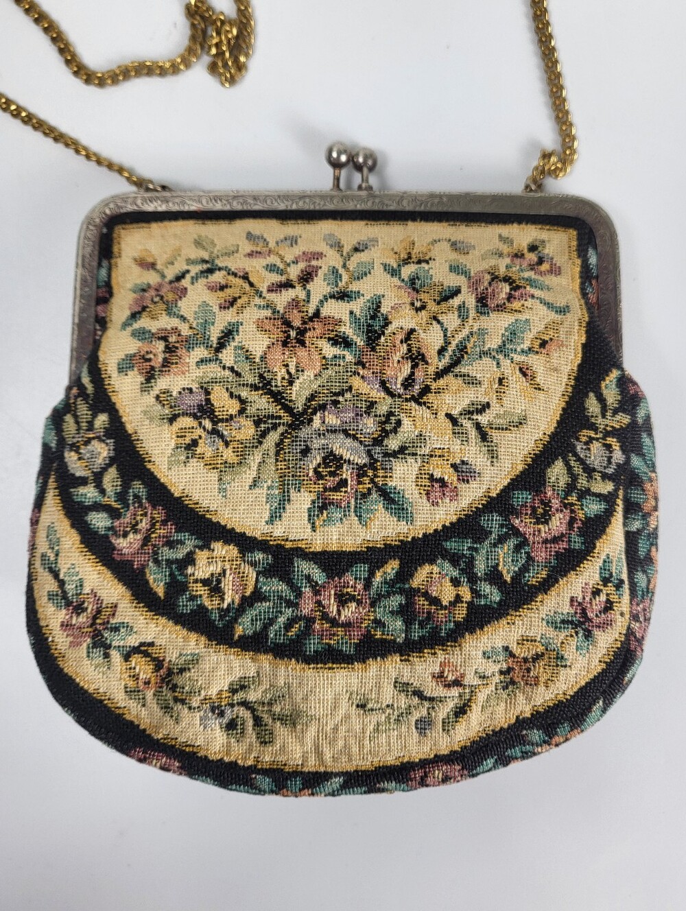 Petit Point Tapestry Bag - 1920's Era Made in Germany Vintage Cottagecore 6x5